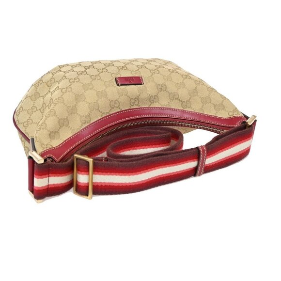 GUCCI Logo GG Pattern Sherry Shoulder Bag Canvas Leather Brown Red Italy 76KA943 - Picture 6 of 16